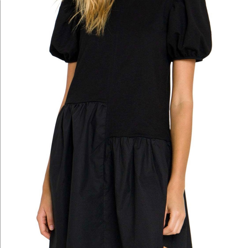 English Factory Black Knit Woven Mixed Dress